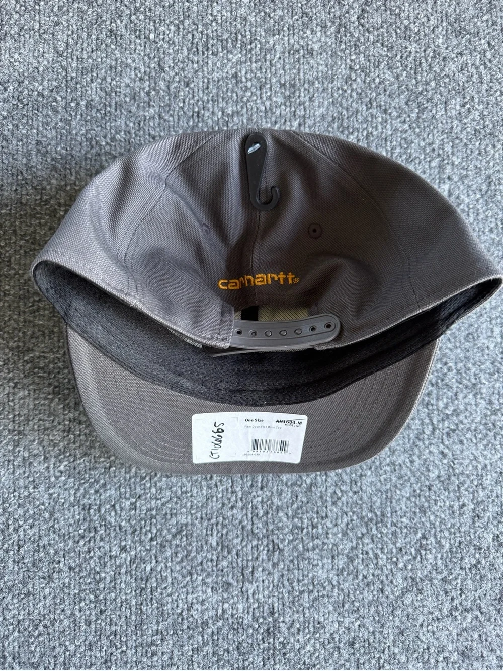 Carhartt Firm Duck Bill Charcoal Structured Snapback Cap with Logo Patch